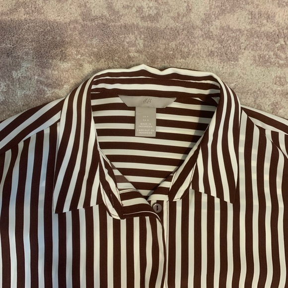 Like New Long Sleeve Striped Maroon Button Down - Picture 3 of 4